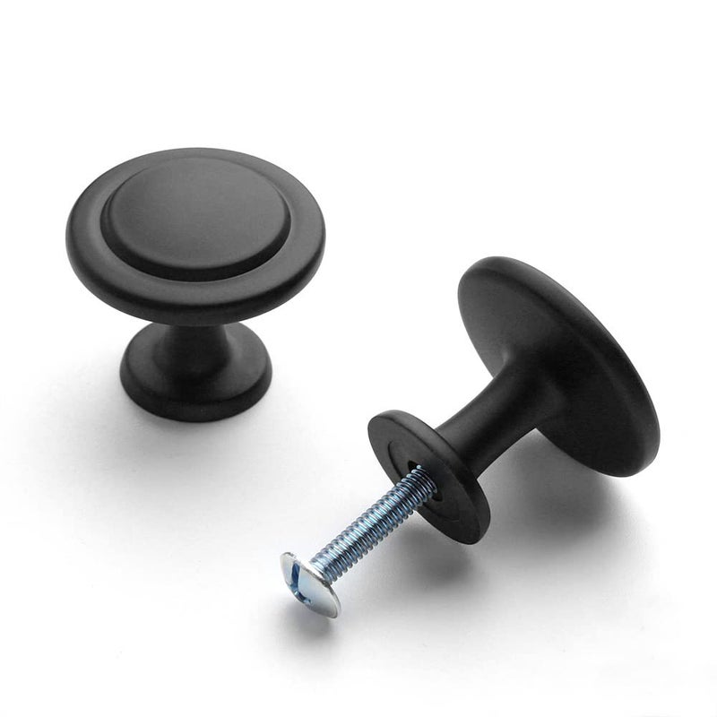 KOOFIZO Round Cabinet Knobs Matte Black Cabinet Pulls, Dia. 1-1/4 Inch, 10 Pack Black Drawer Knobs for Kitchen Cabinets 1960 Drawers Dresser Cupboard Bedroom Bathroom - Image 4